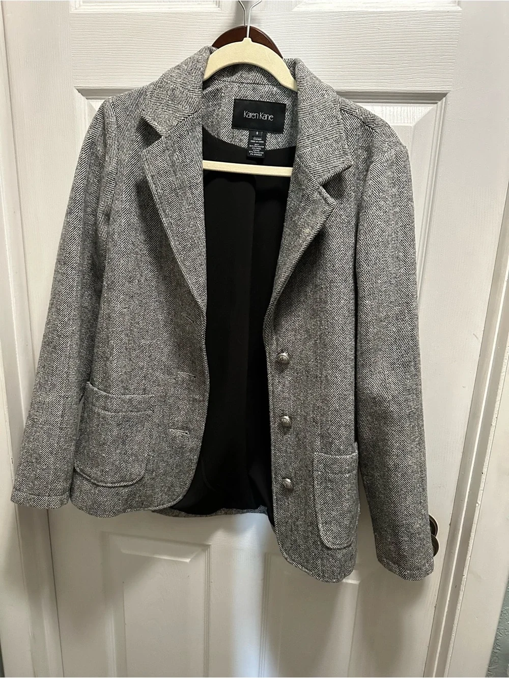 Karen Kane Gray Herringbone Tailored Blazer